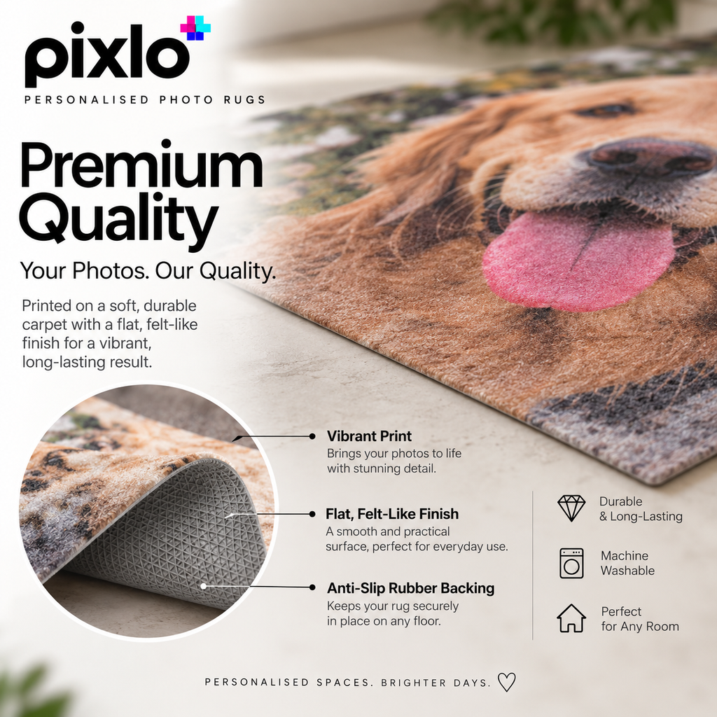 Personalised Photo & Message Rug - Custom Rug With Your Photo & Message