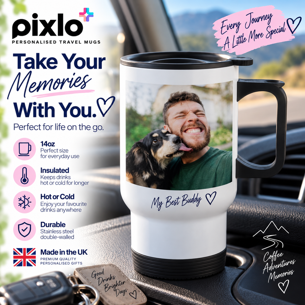 Personalised Birthday Photo Travel Mug – Upload Your Own Photo | Custom Photo Travel Cup