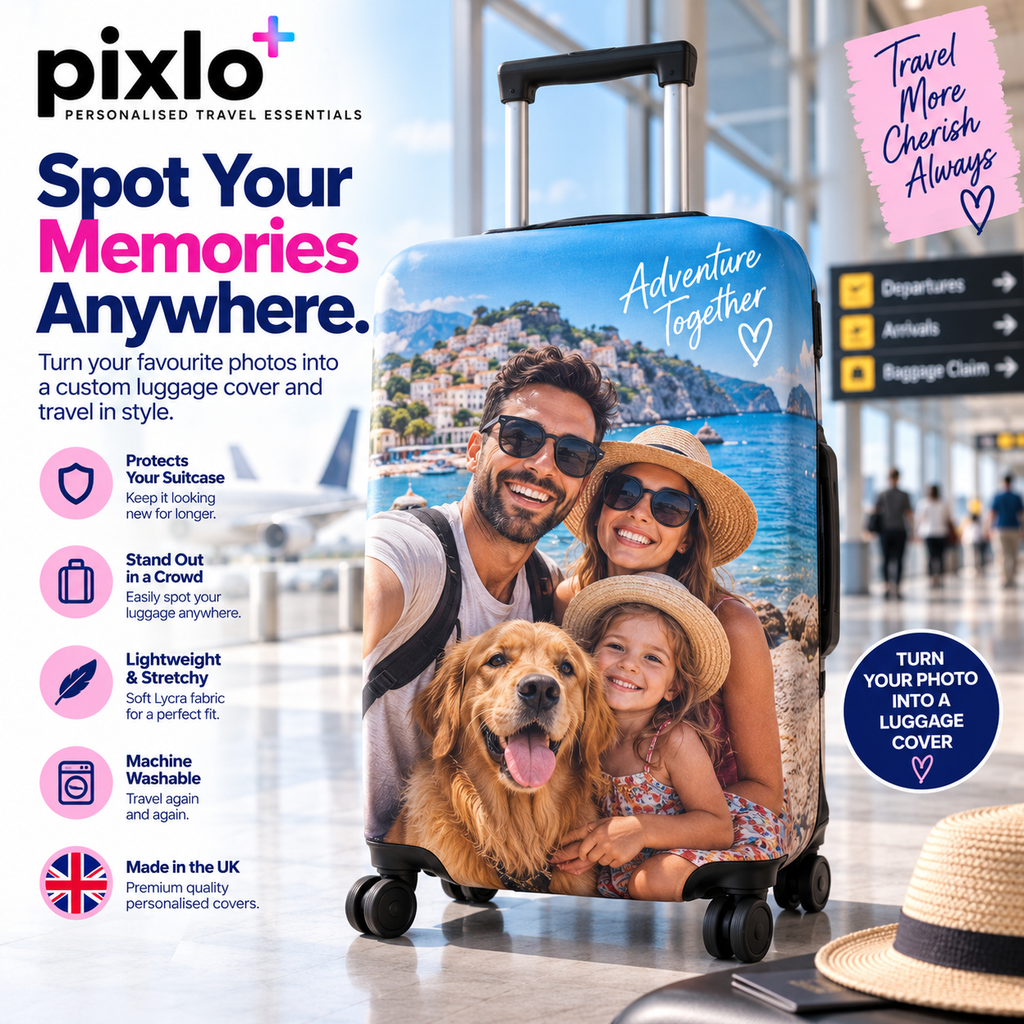 Personalised Photo & Name Luggage Cover - Custom Luggage Cover With Your Photo & Name