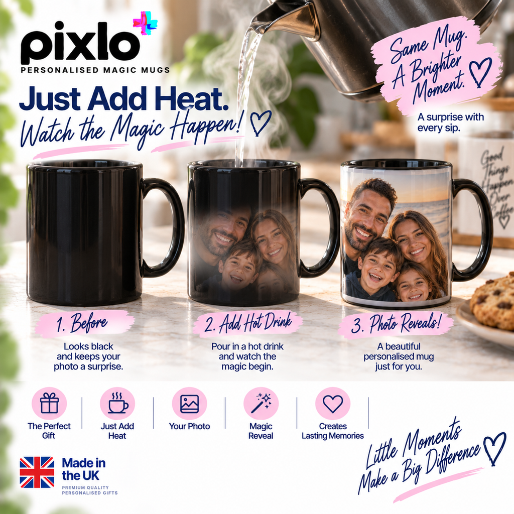 Personalised Anniversary Photo Heat Changing Mug – Custom Mug With Names & Date