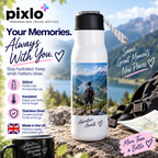 Personalised Travel 4 Photos Bottle – Upload Your Own Photos and Message | Custom Photo Water Bottle