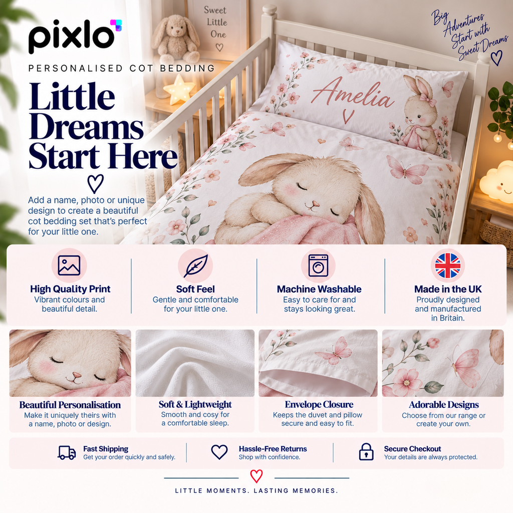 Personalised Dad Photo Cot Bedding Duvet Cover & Pillowcase Set - Custom Father's Day Cot Bedding Duvet Cover & Pillowcase Set With Photo & Message