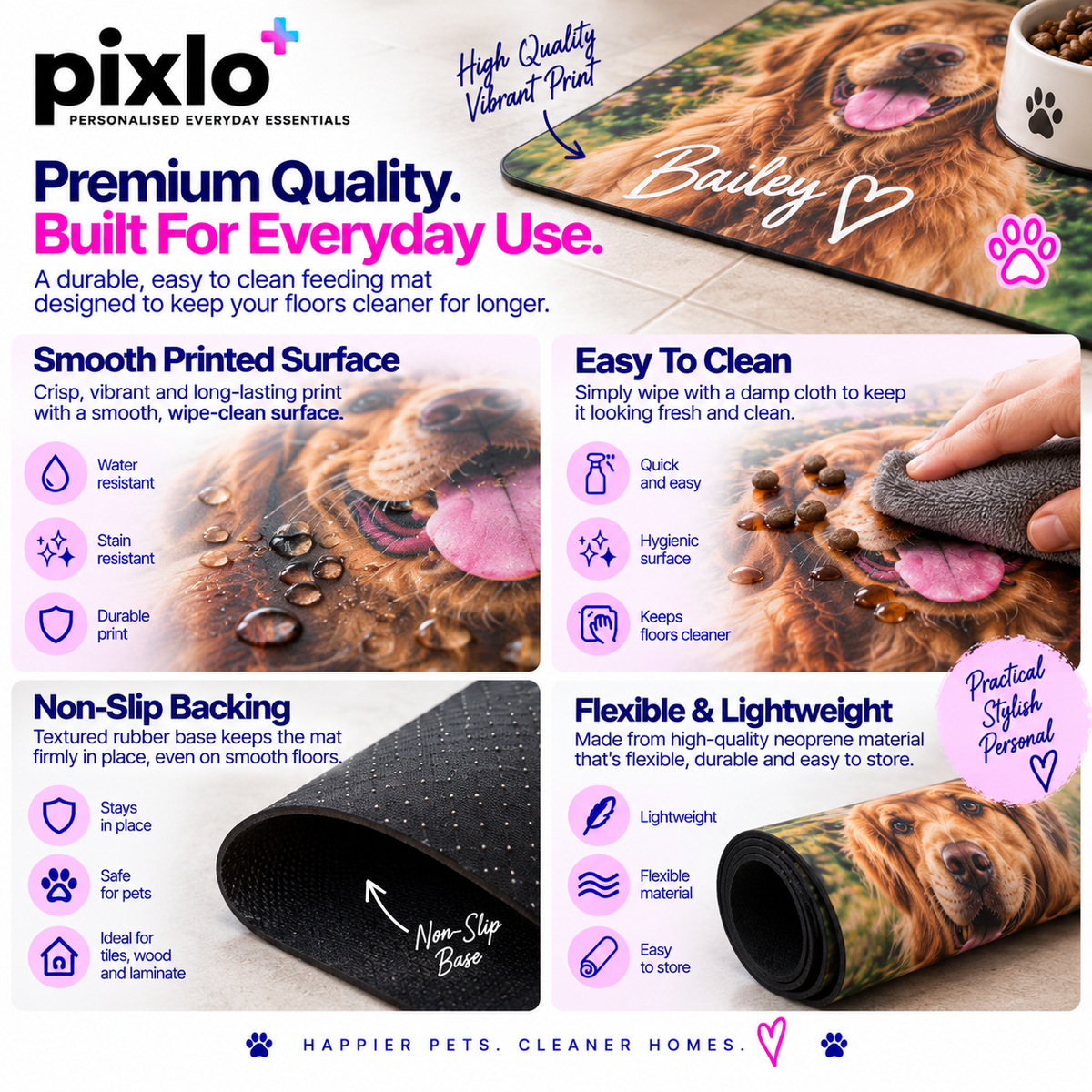 Personalised Pet Photo With Name Make-Up Bag – Upload Your Own Pet Photo and Name | Custom Photo Cosmetic Bag