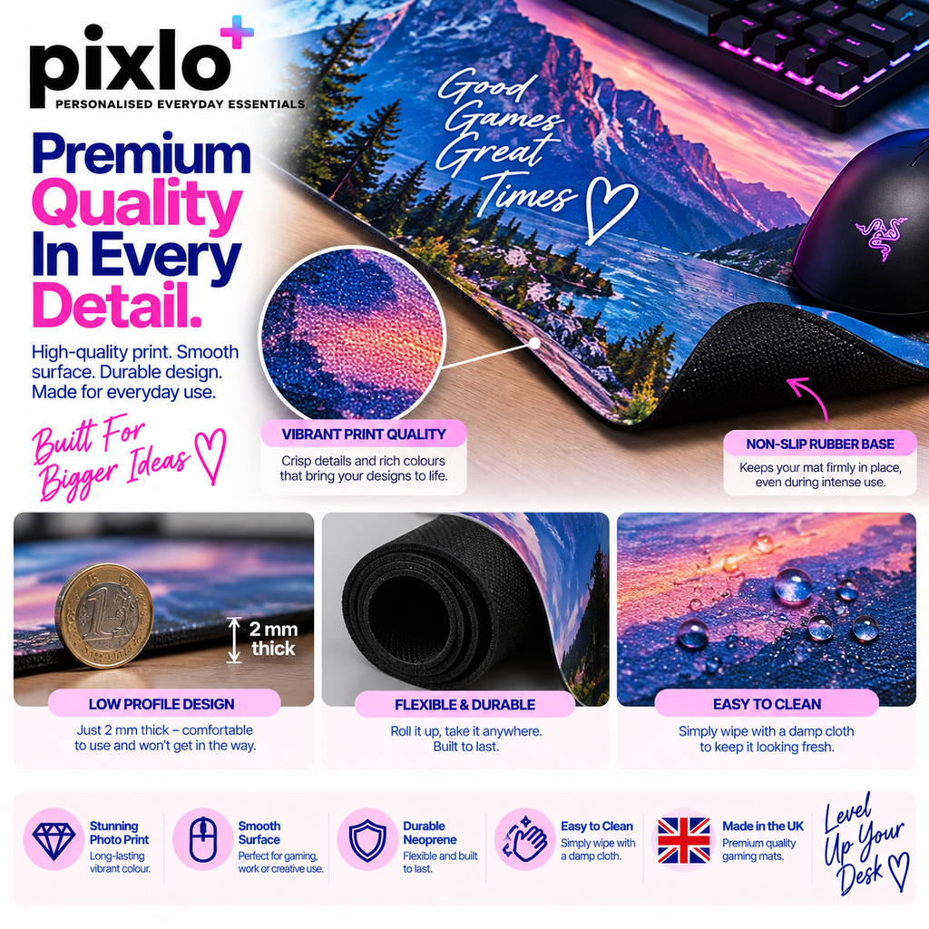 Personalised Photo Collage Gaming Mat – Custom 5 Photos Design