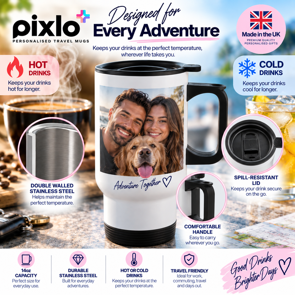 Personalised Dad Photo Travel Mug – Upload Your Own Photo | Custom Photo Travel Cup