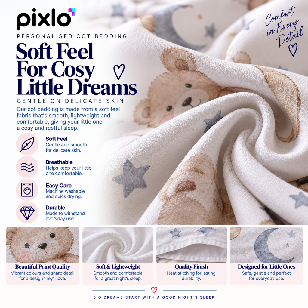 Personalised Mum Photo Cot Bedding Duvet Cover & Pillowcase Set - Custom Mother's Day Cot Bedding Duvet Cover & Pillowcase Set With Photo & Message