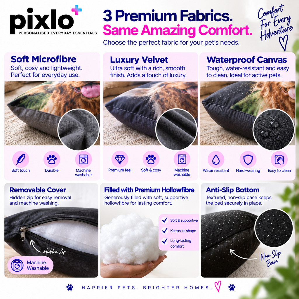 Personalised  Photo Pet Beds  Custom 1 Photo, Date & Message Design