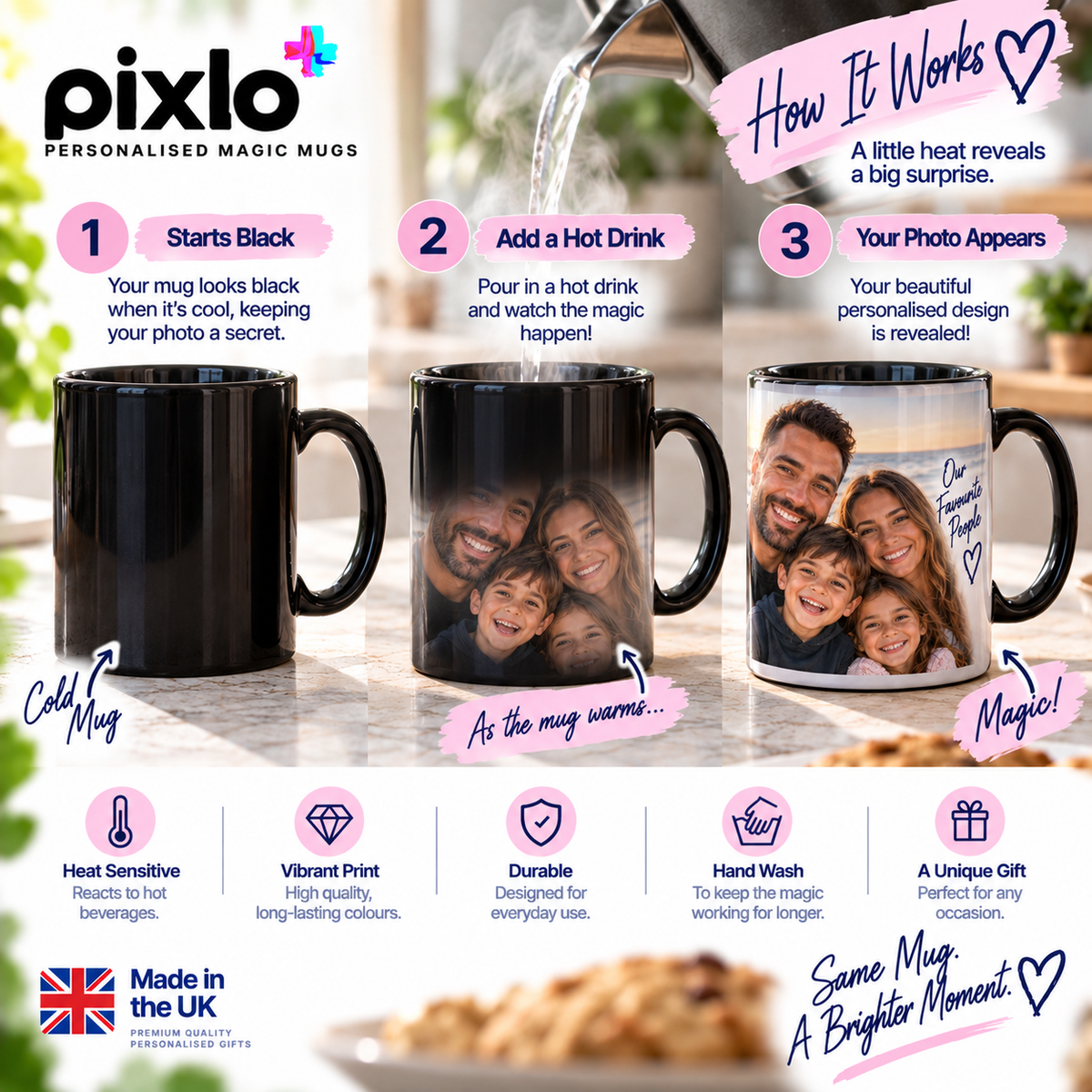Personalised Photo Collage Heat Changing Mug – Custom Mug With 6 Photos