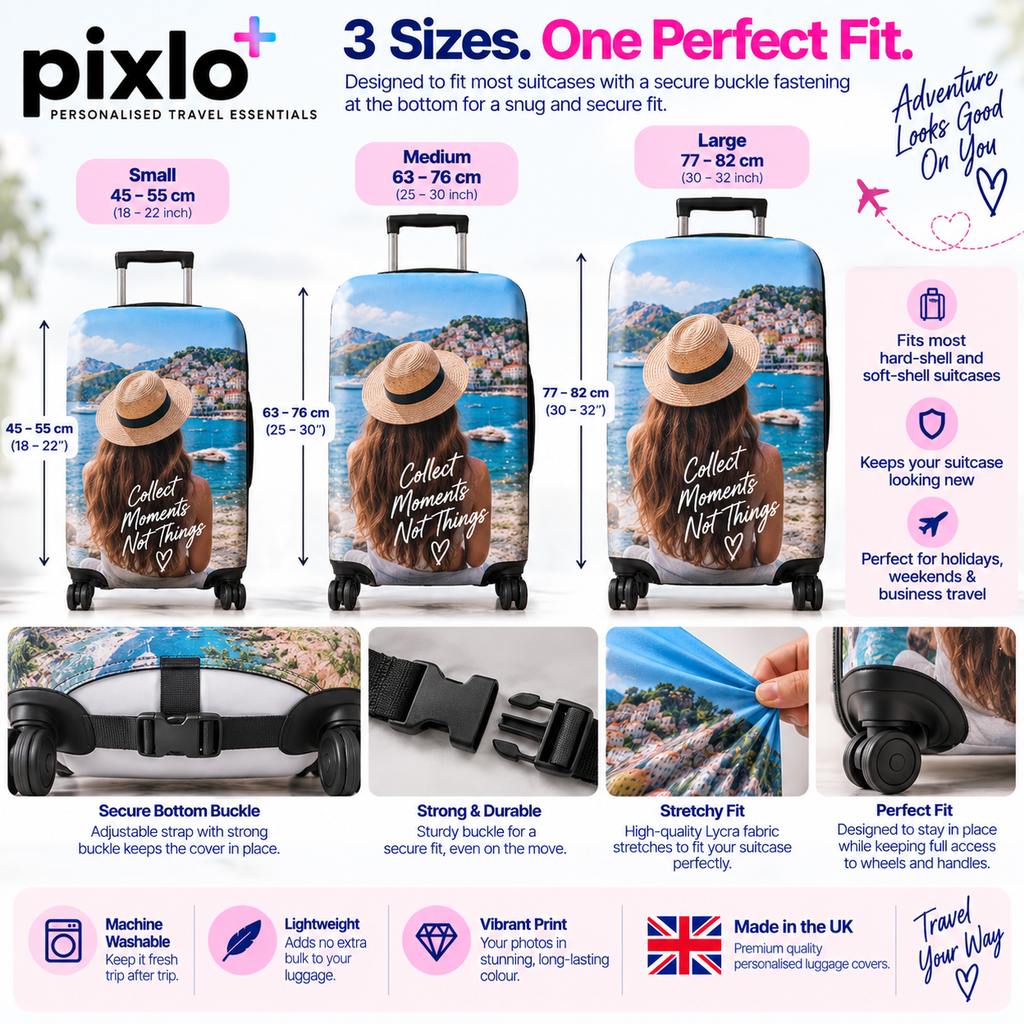 Personalised Couples Photo Luggage Cover - Custom Romantic Luggage Cover With Photos, Names & Date