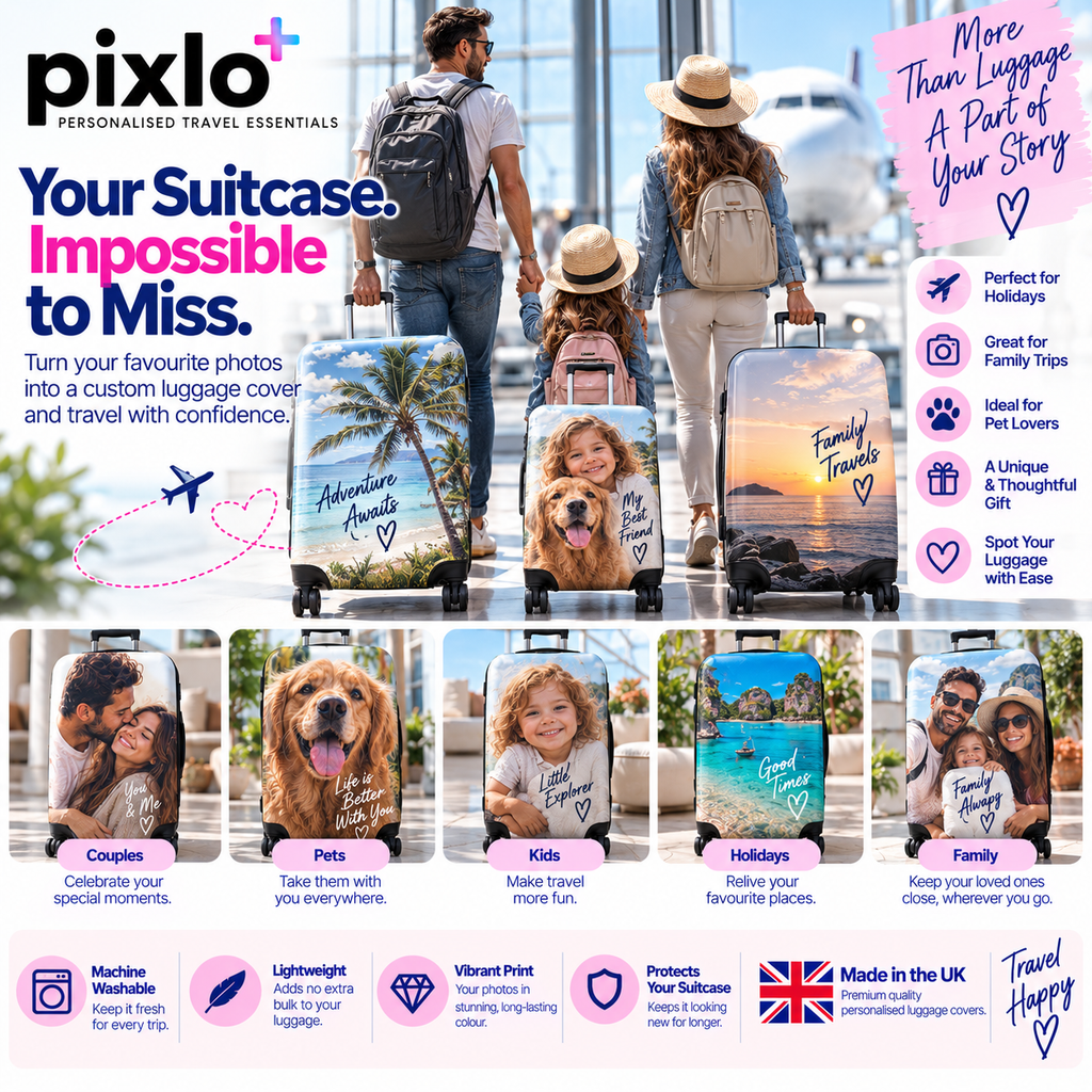 Personalised Dad Photo Luggage Cover - Custom Father's Day Luggage Cover With Photo & Message